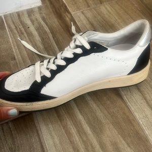 GOLDEN GOOSE ★ BallStar Tuxedo Silver Sneaker 38, 7 (fits my 7.5 foot)